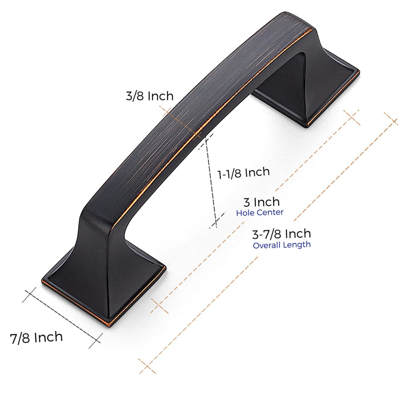 Ravinte Solid 3 Inch Big Square Foot Cabinet Pulls Oil Rubbed Bronze Arch Pull Kitchen Cabinet Handles Drawer Pulls Kitchen Cabinet Hardware Bronze Cabinet Drawer Handles-10 Pack 10