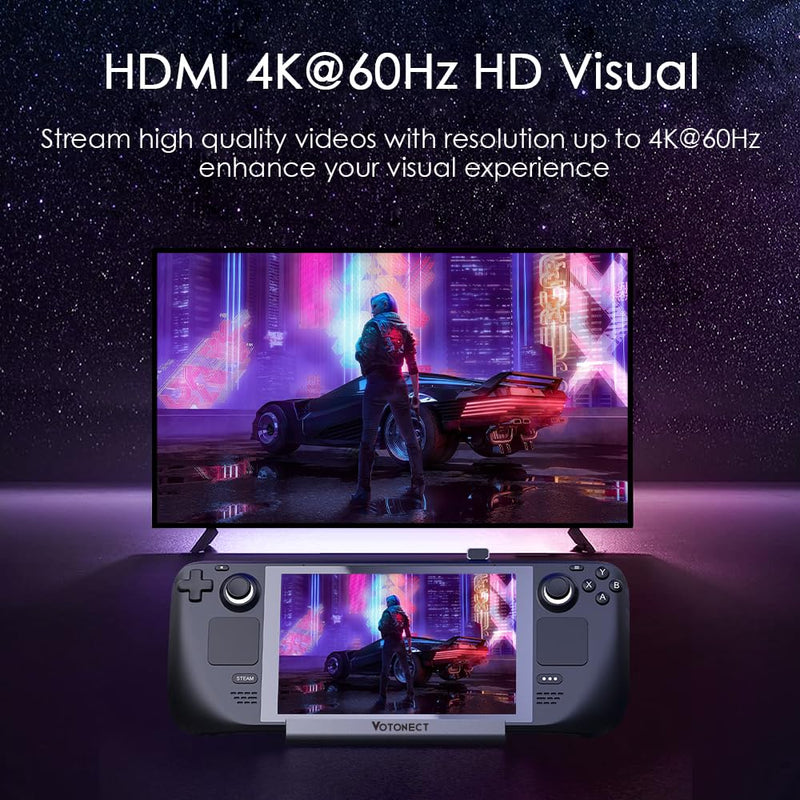 Steam Deck Docking Station Compatible with Steam Deck/ROG Ally/Legion Go (Excluding Rog Ally X) 6-in-1 USB-C Hub with HDMI 4K@60Hz, 1Gbps Ethernet, 3 USB3.0 100W PD Fast Charging