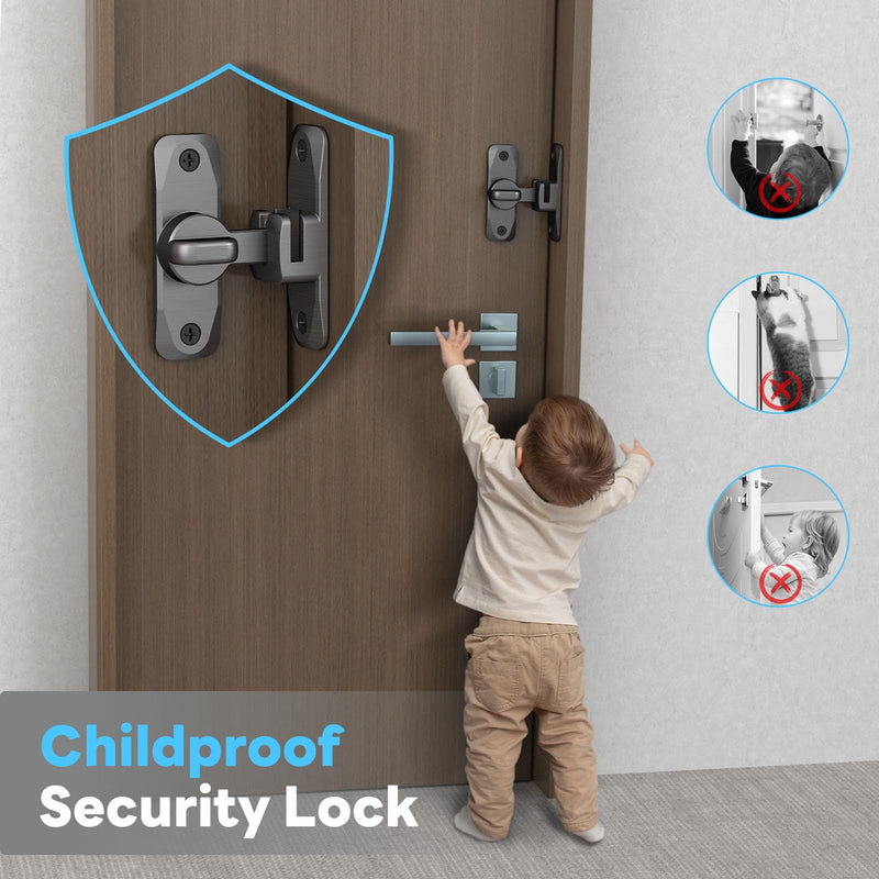 Barn Door Lock, 90/180 Degree Flip Door Locks, Protect Privacy Sliding Gate Latch for Garden, Bathroom, Fence, Outdoor, Shed (Grey-2 pcs) Grey-2 pcs