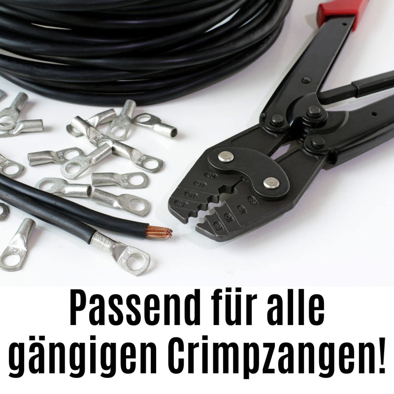 Pack of 10 Kalitec HR25-10 standard tubular cable lugs 25mm² M10 I without viewing hole I Made in Germany