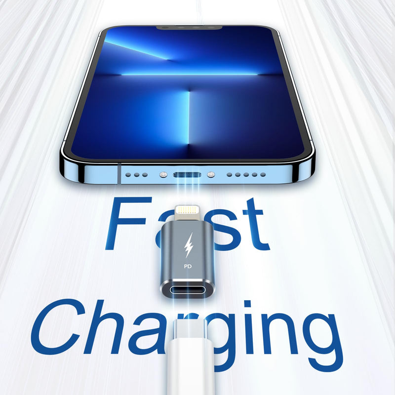 amFilm TechMatte USB-C to Lightning Adapter, 27W PD Fast Charging, Compatible with iPhone 14/13/12/11 Pro Max Mini/X/XR/XS/SE/8/7/6/iPad/iPod/AirPods , with anti-lost rope