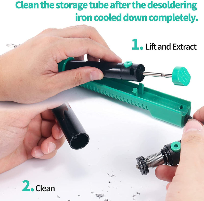 YIHUA 929D-V Electric Vacuum Desoldering Iron Soldering Iron Sucker Desoldering Pump with Shorter Charging Handle and Desoldering Nozzles 1.0mm 1.2mm for Through Hole Soldering (EU PLUG)