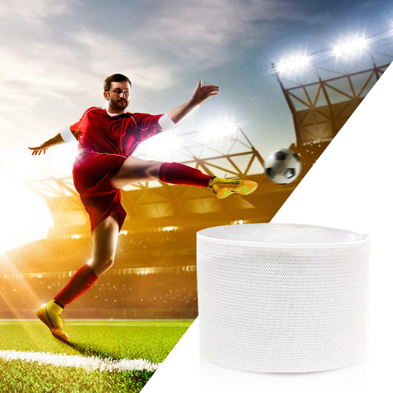 18 Pieces White Armbands Funeral Mourning Band,Kabcifea Full White Soccer Football Captains Armband,Elastic Adjustable Funeral Bands for Multipurpose Use,DIY,Sport Team Badges
