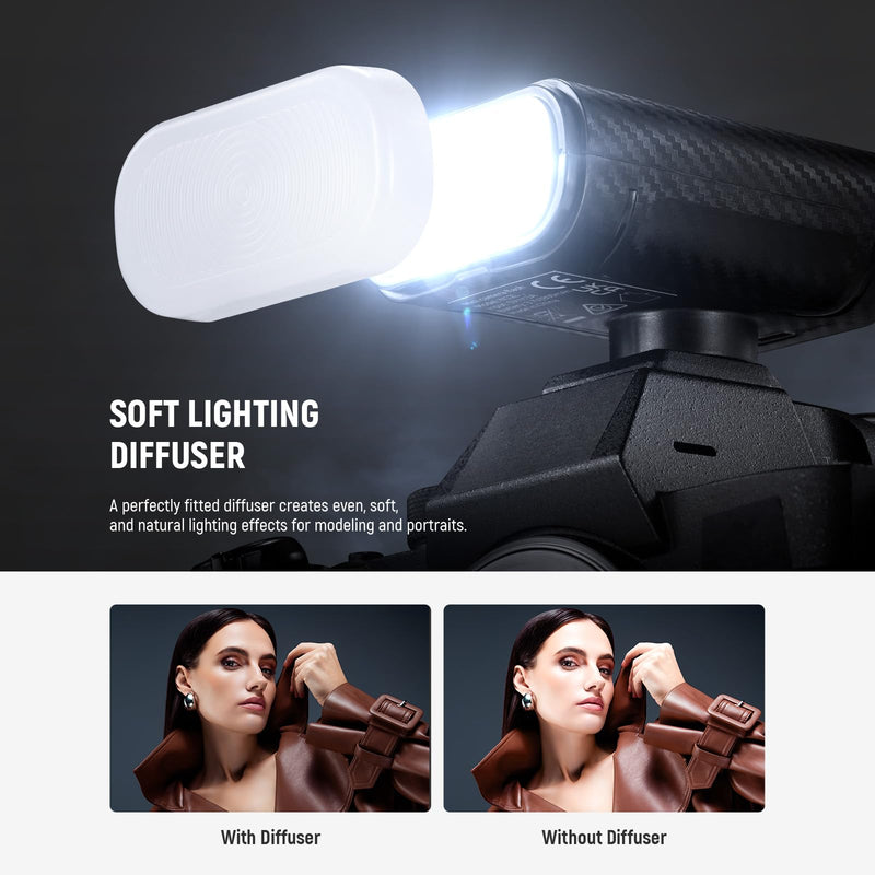 NEEWER BASICS Mini Camera Flash with LED Video Fill Light/LCD Display/800mAh, Compatible with Canon Fujifilm Sony Nikon DSLR Standard Hot Shoe Cameras for Studio Photography Photoshoots Lighting, N12L
