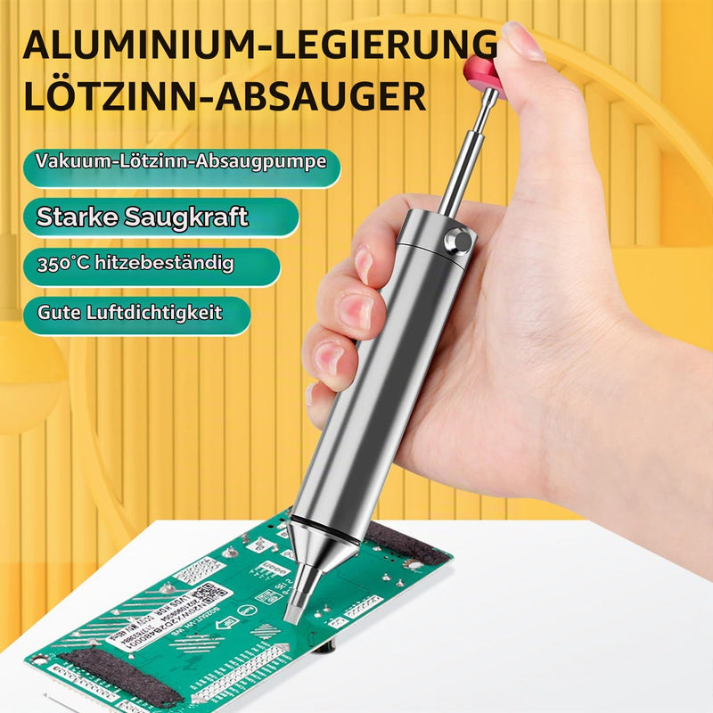 All-Metal Vacuum Soldering Extraction Desoldering Pump, with 2 Silicone Nozzles and 2 Soldering Wires, High Suction Power, High Temperature Resistant, Perfect Desoldering Tool for Soldering Removal 1