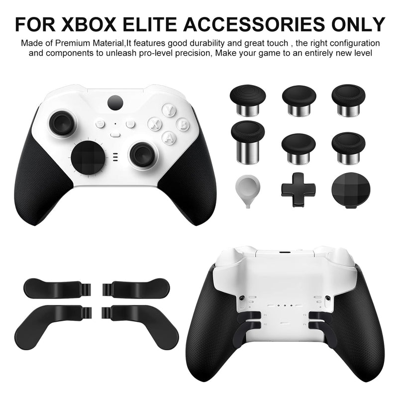 13 in 1 Metal Thumbsticks for Xbox One Elite Series 2 Controller,Accessories for Xbox Elite Controller Series 2,Gaming Accessory Replacement,Metal Mod 6 Swap Joystick,4 Paddles,2 D-Pads,1 Tool,Black