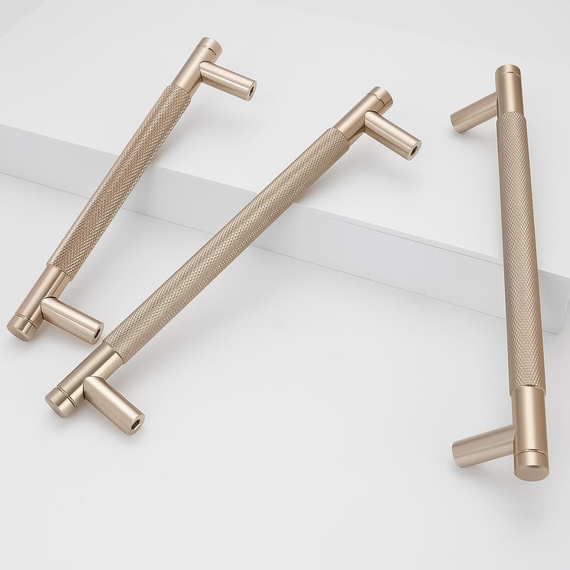 COTYKILEY 6 Pack 10 Inch(256mm) Champagne Bronze Knurled Cabinet Handles Gold Knurled Kitchen Cabinet Pulls Cabinet Door Handles Kitchen Cabinet Hardware 10" Hole Center（256MM）