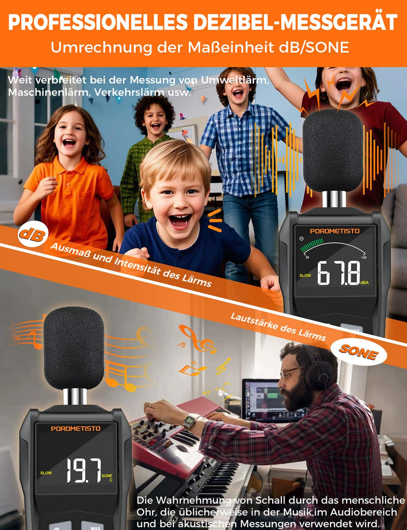 SL01 Decibel Meter, 30-130 dB Sound Level Meter, with A/C Weighting, Data Storage, Maximum/Minimum), Precise dB Meter for Professional, Industrial and Home Use