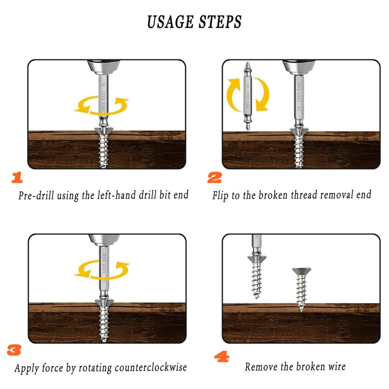 6-Piece Screw Extractor Set Made of High-Speed Steel Screw Extractor Includes Storage Case for Unscrewing Rusted or Worn Screws