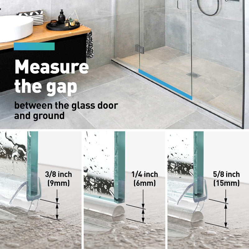 Shower Door Bottom Seal, 2 PCS 3/16" x 36" Shower Door Sweep for 3/16 Inch Glass, Frameless Glass Shower Door Seal Strip, Stop Shower Leaks and Create a Water Barrier For 3/16" Glass