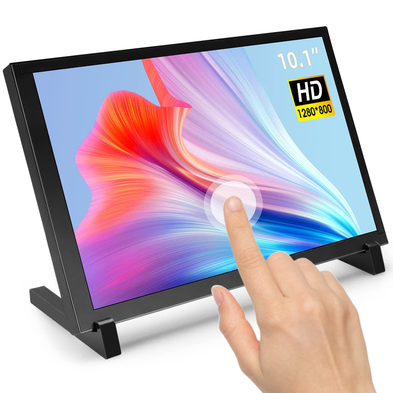 ELECROW 10.1 Inch Touchscreen Monitor, 1280x800 IPS LCD HD Display with Stand, Portable Capacitive Touch Screen for Raspberry Pi 3/3B+/4B/5, Jetson Nano, Banana Pi, PC, Windows, Beaglebone 10.1" with Acrylic Stand