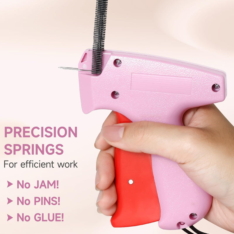 Stitch Gun for Clothes, Tagging Gun for Clothing, Handheld Quick Sticky Sewing Micro Tag Gun Fixer Hemming Pants Tool Instantly, Includes 6 Needles and 1000 Fasteners (Red) Red