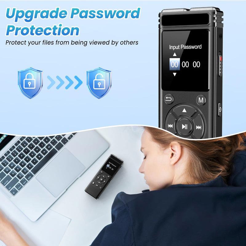 136GB Digital Voice Recorder with Playback,9000 Hours Audio Recording Device,Voice Activated Recorder with Noise Reduction,A-B Repeat,Mp3 Player and Password for Lectures Meeting/Classes/Interviews 136GB