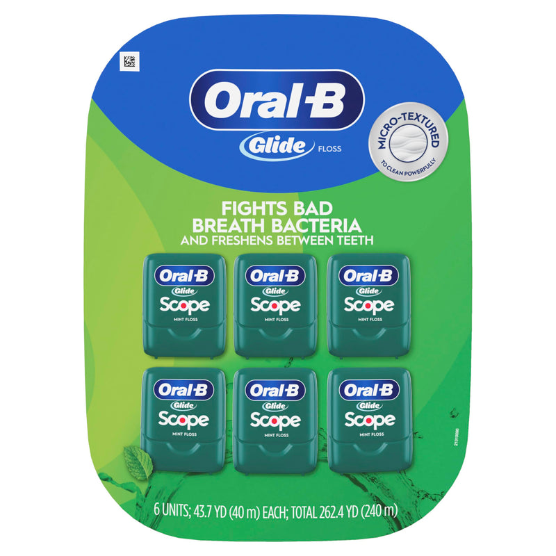Oral-B Glide Dental Floss, Scope Mint Flavor, 40 m, 6 Count (Pack of 2) 787.2 Foot (Pack of 2)