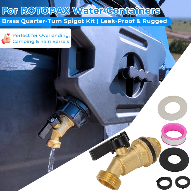 for ROTOPAX Water Containers - Brass Water Container/Rain Barrel Quarter Turn Spigot Kit