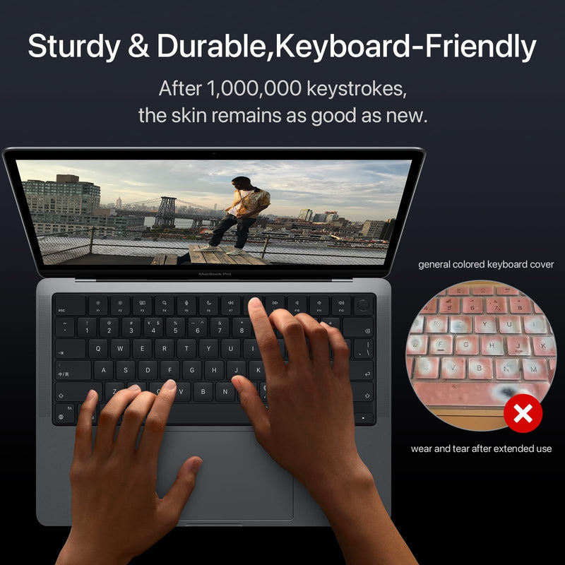 Premium Keyboard Cover Protector, Ultra Thin Keyboard Skin for 2023 MacBook Air 15" M2 A2941, MacBook Pro 14"/16" M3/M2/M1 A2918 A2992 A2991 A2779 A2442 A2780 A2485, MacBook Air 13" M2 A2681 Translucent