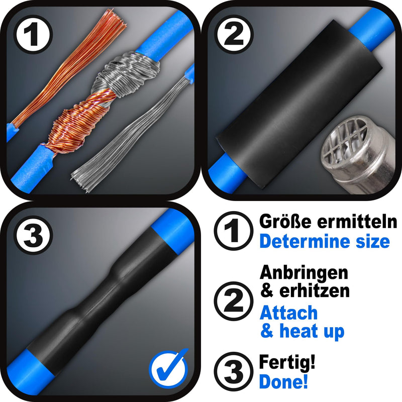 ISOLATECH heat shrink tubing sold by the meter black without glue Ø5/16inch (8mm) 10ft (3 meters) shrink ratio 2:1 set polyolefin for insulating cables solder connections unlabeled UV resistant 8mm Ø 10ft (3m)