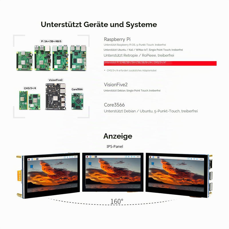 Waveshare 4.3 inch LCD Capacitive Touch Display for Raspberry Pi 5/4B/3B+/3A+/3B/2B/B+/A+ 800 × 480 IPS Wide Angle MIPI DSI Interface Screen 4.3 Inch Mini Screen 4.3inch DSI LCD