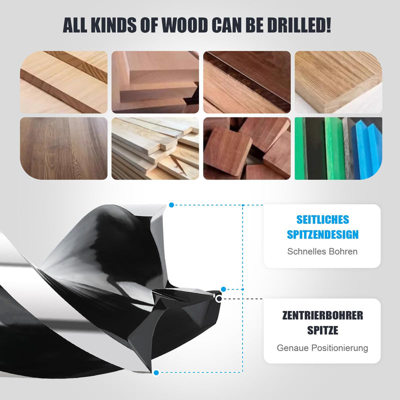 1-1/4" x 24" Auger Drill Bit for Soft and Hard Wood, Plastic, Drywall and Composite Materials, Hex Shank Tri Flute Wood Drill Bit 1-1/4" 24"