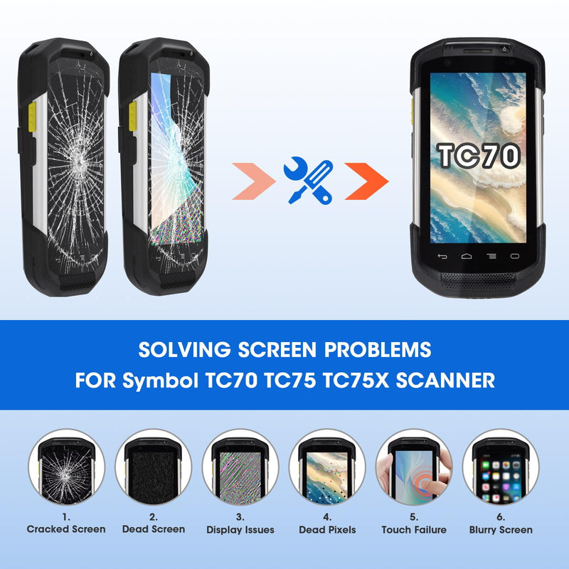 LCD Screen Replacement with Touch Digitizer for Symbol TC70 TC75 TC75X Barcode Scanner Handheld Mobile Computer (Android Version), HD Sensitive (for Symbol TC70)