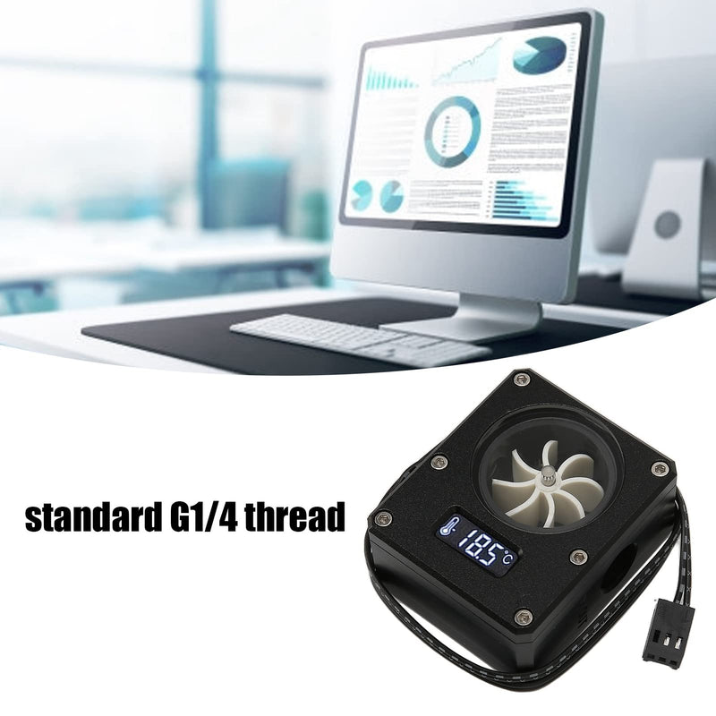 Water Flow Meter for PC, 8 Wheels Flow Meter Display Water Flow Sensor with G1/4 Thread for PC Water Cooling System, Small 3 Pin 12V Flow Meter with LCD (Black) Black