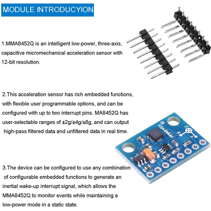 Youmile 4pcs MMA8452 Module Three-Axis Accelerator Accelerometer Sensor Digital Three-Axis Module Tilt Module GY-45