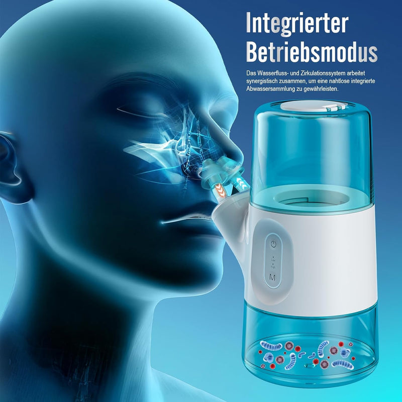 Nasal irrigation system - sinus irrigation machine with dual water tank, automatic waste collection & adjustable water flow - nasal irrigator for allergy relief, congestion & sinus care (279ml) 279ml