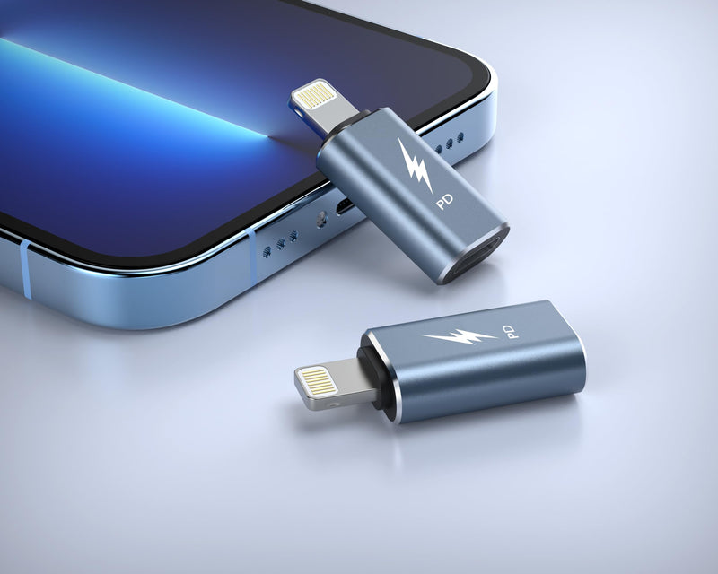 amFilm TechMatte USB-C to Lightning Adapter, 27W PD Fast Charging, Compatible with iPhone 14/13/12/11 Pro Max Mini/X/XR/XS/SE/8/7/6/iPad/iPod/AirPods , with anti-lost rope