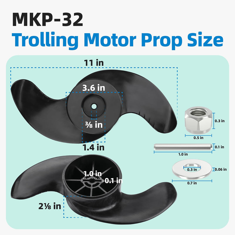 MKP-32 Trolling Motor Prop Fit for Minn Kota, MKP-32 Weedless Wedge 2 Prop Fits 3-5/8" Motor Diameter, #2091160#1865017 Trolling Motor Prop, Trolling Motor Replacement Parts