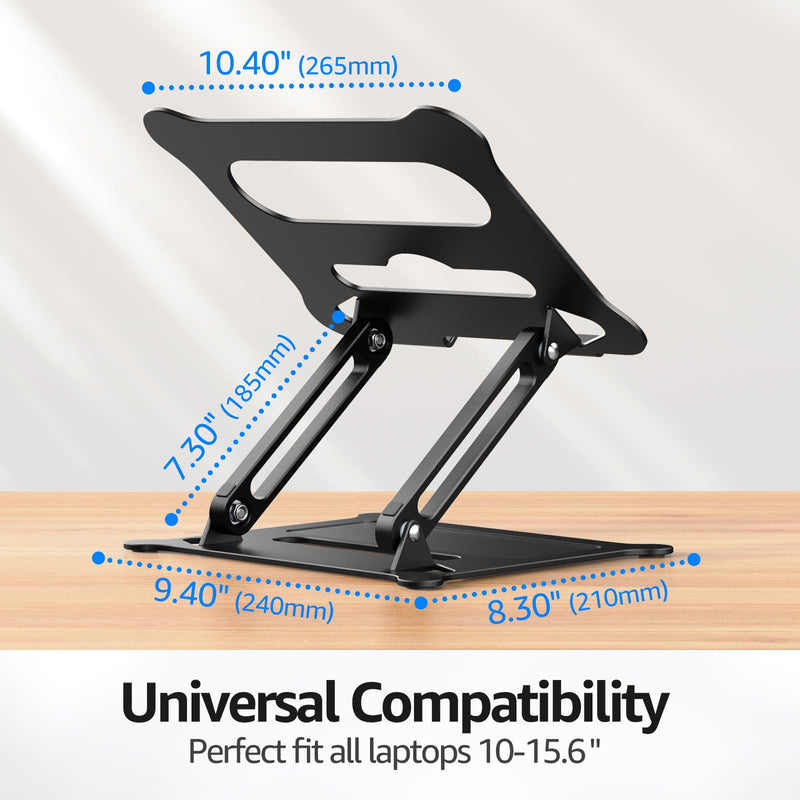 Urmust Laptop Notebook Stand Holder Adjustable Laptop Stand Portable Computer Riser Compatible with MacBook Air Pro HP Dell XPS Lenovo All Laptops 10-15.6"(Black) A-Black
