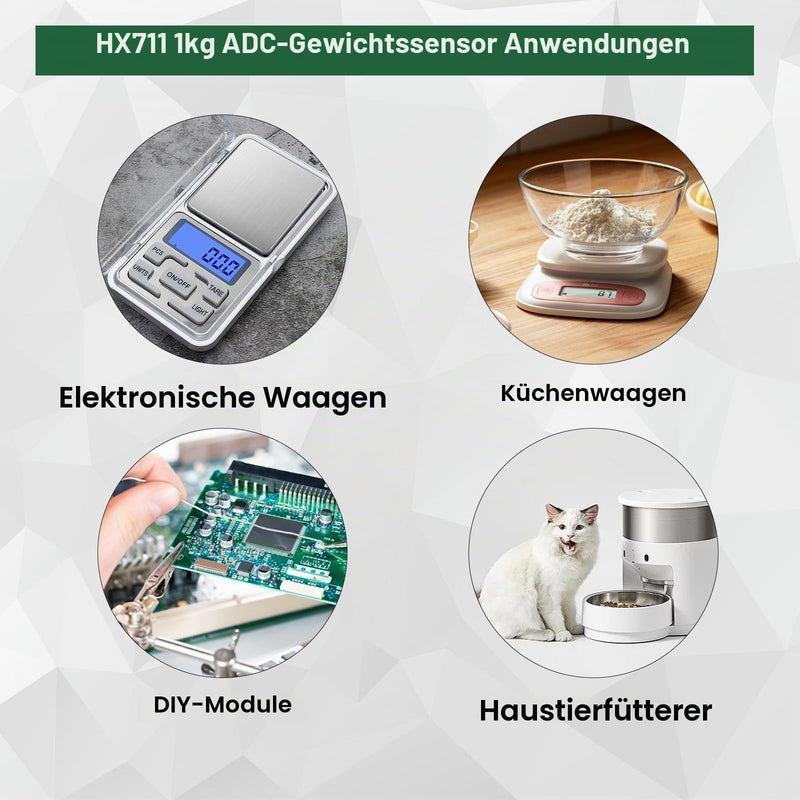 HX711 ADC Weighing Cells 1 kg Weight Sensor Digital Load Cells Weight Sensor 1 kg Portable Electronic Kitchen Scales Load Cells Weight Pack of 2