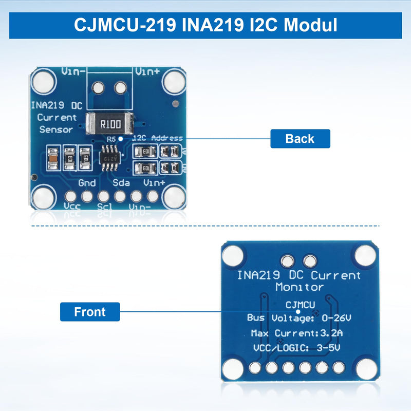6pcs CJMCU-219 INA219 I2C Module, Bidirectional DC Current/Power Monitoring Sensor Module for Arduino and Raspberry Pi