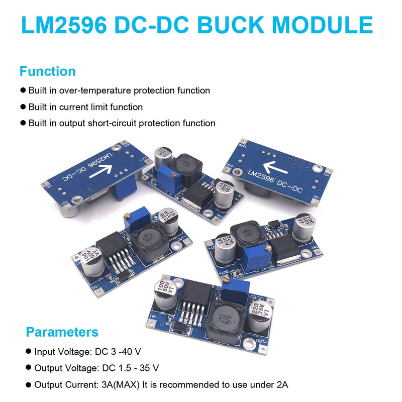 10 Pack LM2596 DC-DC Buck Converter Step Down Module Power Supply DIP Output 1.25V-30V 3A