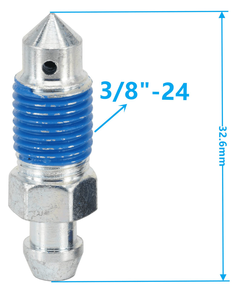 4 PCS Speed Bleeder,Bleeder Valve,Brake Bleeder Screws, Quick Bleeders with Dust Caps 3/8"-24 x 32.6mm, H9402-4, 12701, 13901, 6858, 639590,639600 3/8"-24- 32.6mm (4PCS)