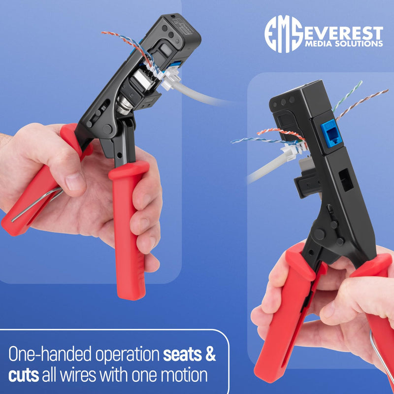 Everest 45Term - 45° Angled Speed Termination Keystone Tool - Time Saver Network Punch Down Tool - To Be Used ONLY with Everest 45° Angled RJ45 Cat5e, Cat6a and Cat6 Keystone Jacks (B0BCHJPRY4)