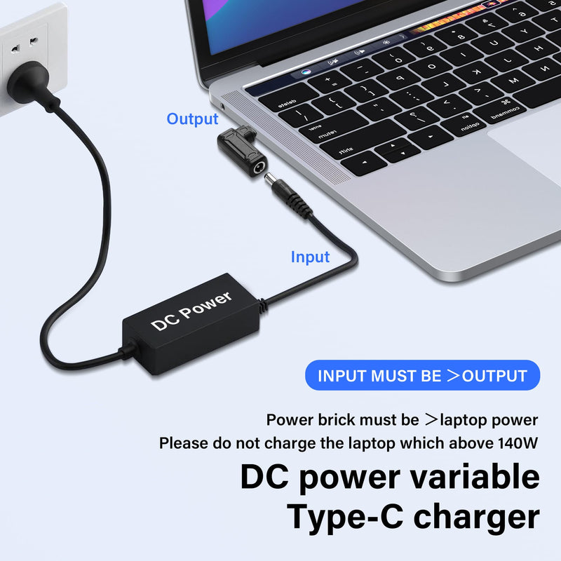 SinLoon PD 140W DC5521 to Type C Power Charging Adapter DC 5.5mm x 2.1mm Female Input to USB C Male Connector with PD Automatic Identification Chip,for Phone,Tablet,Laptop (DC5521 G)