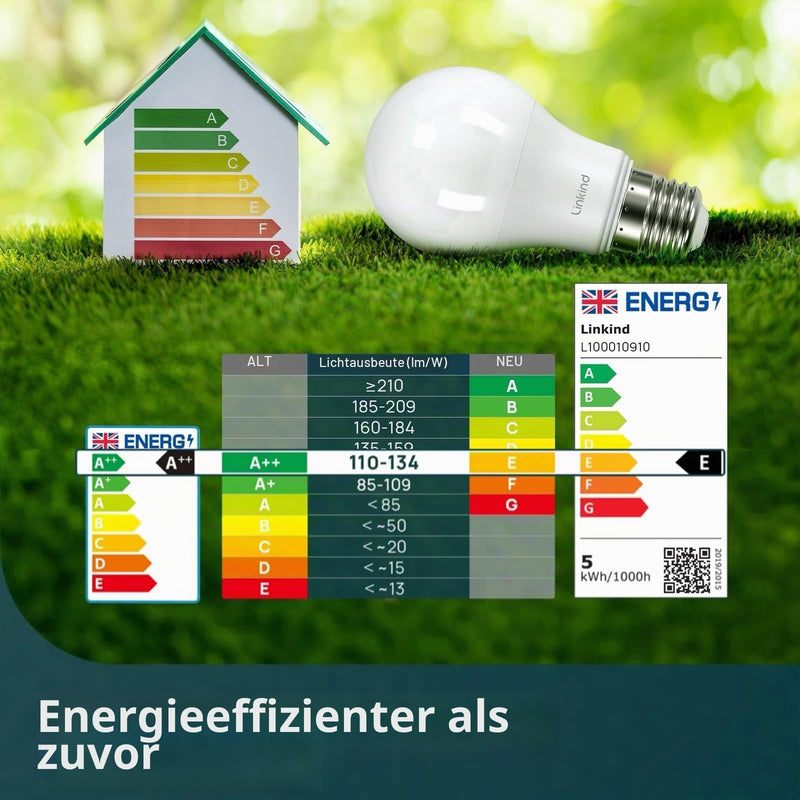 Linkind Dimmable E27 LED Bulb 7.3 W (Replaces 60 W), 2700 K Warm White 806 Lm A60 Edison Bulb with 220°, Dimmable E27 Bulb, Matte, Pack of 6 6 pieces Warm White 60w