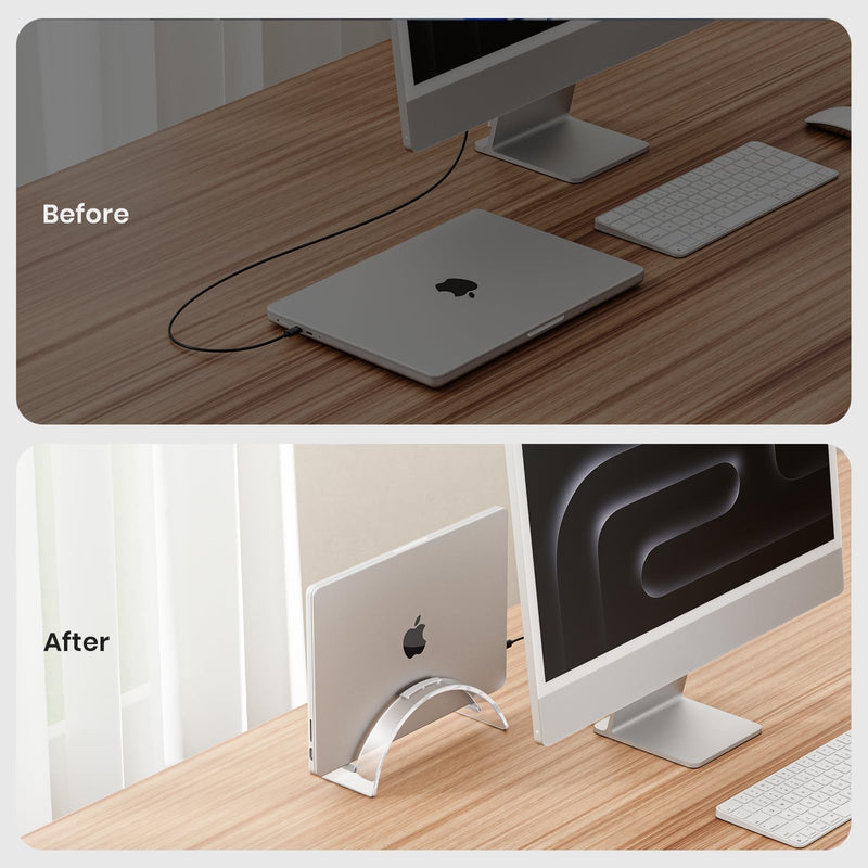 Acrylic Vertical Laptop Stand for Desk,Acrylic Invisible Desktop Notebook Dock,Vertical Laptop Holder Space-Saving Organizer for All MacBook, Surface, Samsung, HP, Dell Single Slot Clear