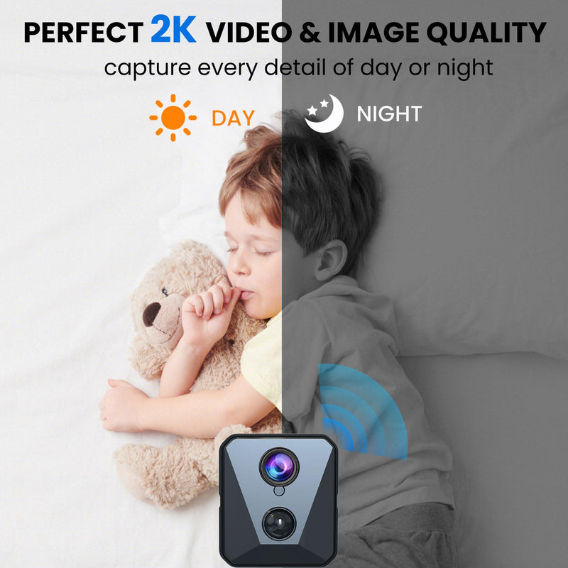 Hidden Camera | Spy camera, Improved 2K WiFi Mini Camera, Real-Time View,100 Days Battery Life, Cloud & SD Storage, Clear Night Vision, AI Motion Detection, Security Wireless Camera Nanny Cam