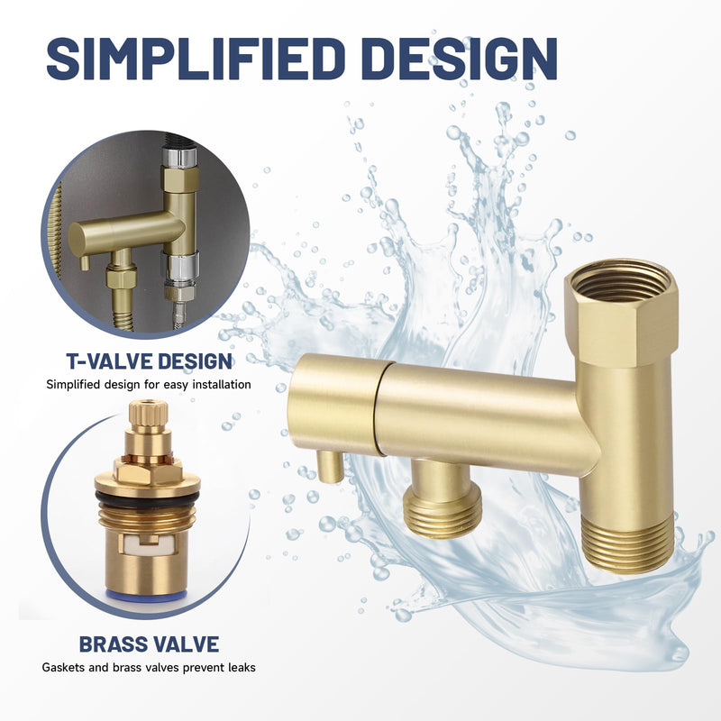 Handheld Bidet Sprayer for Toilet, Handheld Sprayer Attachment for Toilet with Adjustable Pressure Control Brushed Gold Bathroom Fixture Bidet Sprayer Sets, Brass Fixed Length