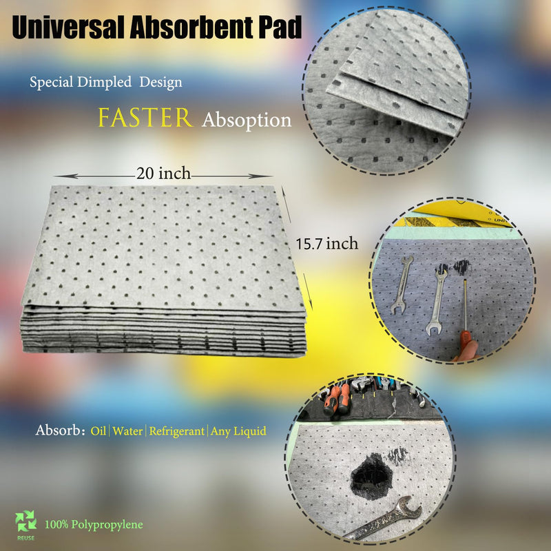 Thickened Universal Absorbent Pads for Spill,Absorb Drip&Spill Liquids | Oil-Based Liquids and Water-Based Fluids - Vehicle Clean Tools - 6 Pack,Gray 20" Length x 15.7" Width (Gray) (6-Pack-Gray) 6-Pack-Gray