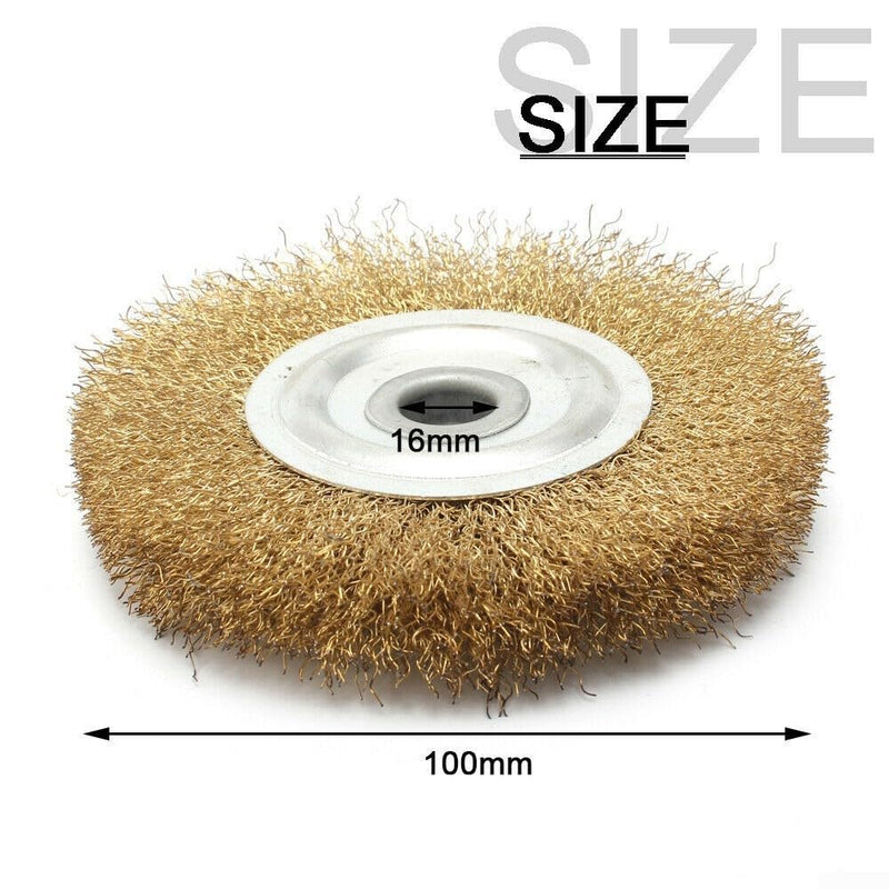 Professional Soft Brass and Copper Wire Polishing Brush, High Quality Finish and Efficient Performance (100mm x 16mm) 100mmx16mm