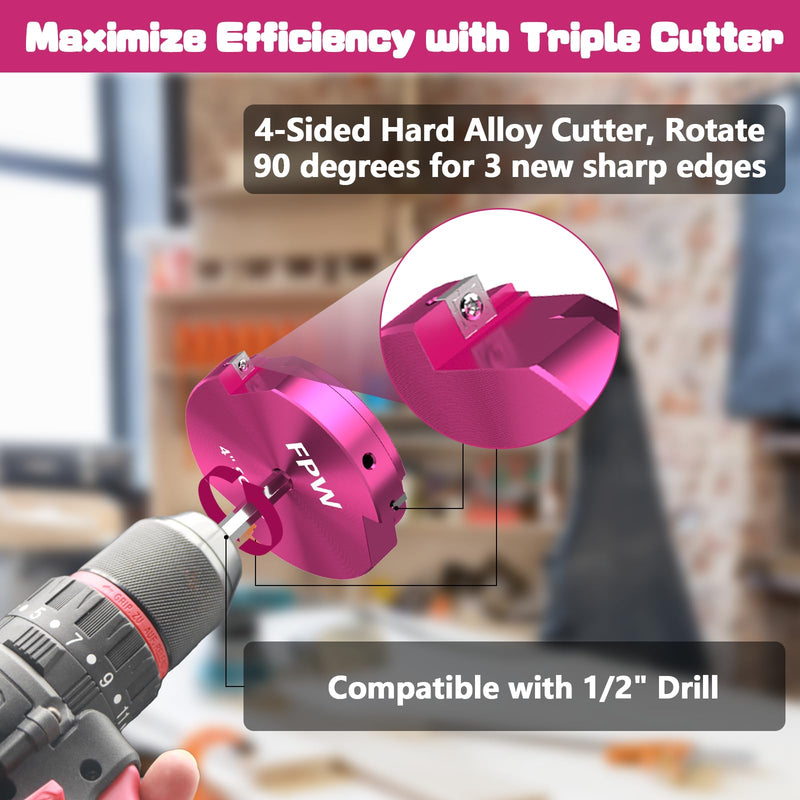 Original Design Patent Triple Inserts 4 Pcs PVC Pipe Reamer Kit, PVC Fitting Saver, Pipe Tools Contains 3/4", 1", 1-1/2", 2" and 2 Replacement Carbide Inserts for Schedule 40 0.75+1+1.5+2 Inch