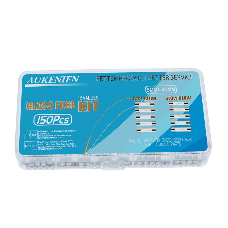 AUKENIEN 15 value glass fuse mixed assortment set 250 V 5