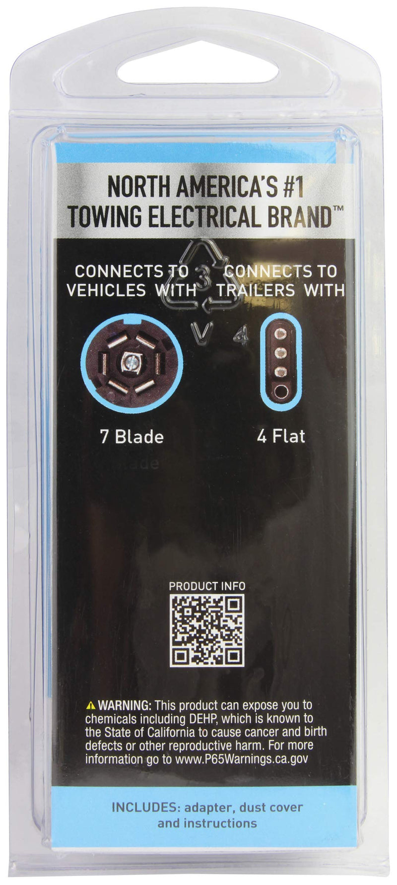 Hopkins 7 Blade to 4 Wire Flat Vehicle To Trailer Connector Adapter Plug, Universal Fit for Vehicles with 7 Blade Adapters (47345)