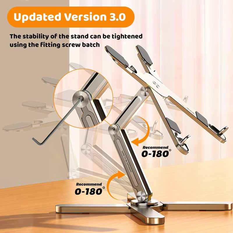 Laptop Stand with 360 Rotating Base, Computer Notebook Laptop Riser Metal Holder for Desk Collaborative Work, Fully Foldable for Easy Storage, Fits All MacBook, Laptops up to 16 inches Silver