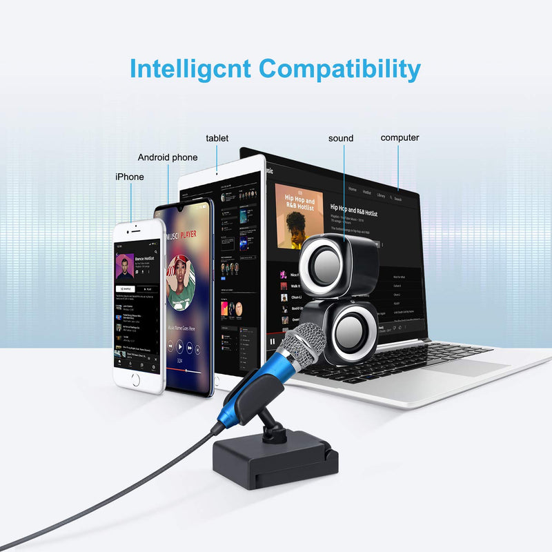 Uniwit Mini Portable Vocal/Instrument Microphone for Mobile Phone Laptop Notebook Apple iPhone Sumsung Android with Holder Clip - Blue