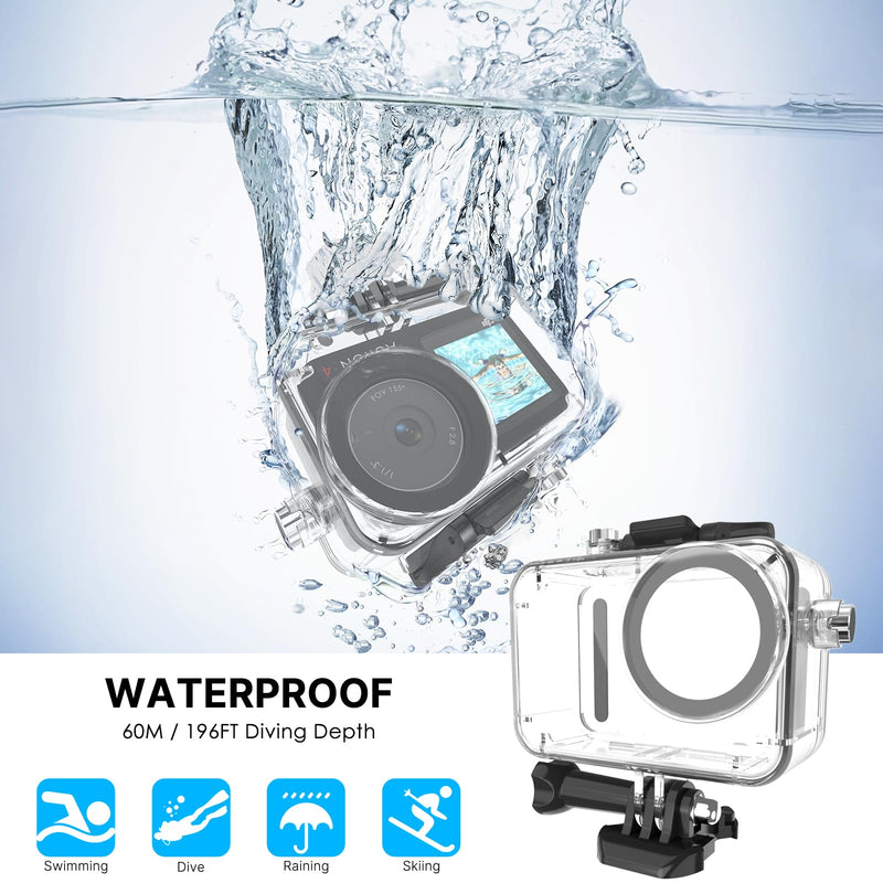 HONGDAK 60M/196FT Waterproof Housing Case for DJI Osmo Action 4 Action 3 Action with Anti-Fog Underwater Housing Shell, Protective Underwater Dive Housing Case Shell with Bracket Accessories