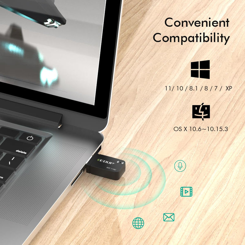 1300Mbps USB 3.0 Wireless WiFi Adapter for PC, USB Wi-Fi Dongle AC Mini Network Adapters 802.11ac 2.4GHz/5GHz Built-in Antenna for Windows 11/10/7/8/8.1/XP Mac OS 10.15 and Below EP1689