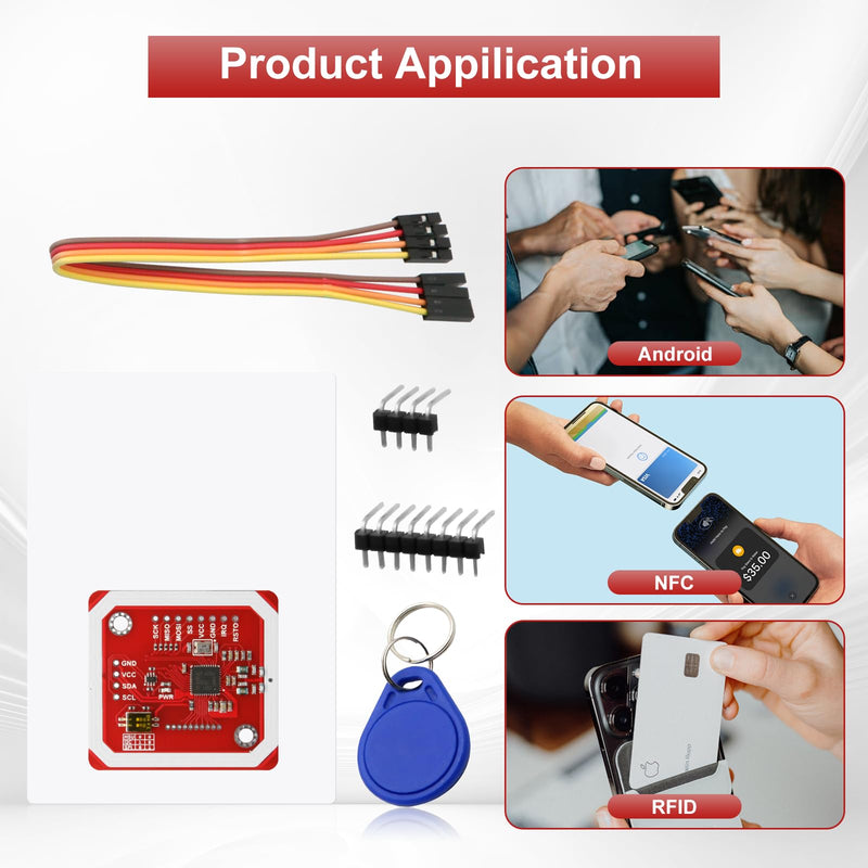 PN532 NFC NXP RFID Module V3 Kit AYWHP 1 Piece Near Field Communication Reader Module Kit I2C, NFC RFID Card Read Module RFID Reader NFC Sticker Compatible with Arduino